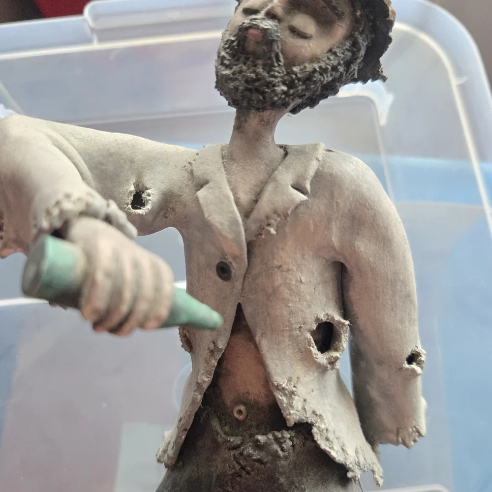 Rustic Musician Figurine